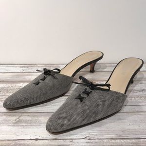 PANCALDI - Houndstooth & Leather Bows Mules - 38